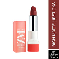 ZM Zayn & Myza Rich Matte Lipstick, Smooth and Light Weight, Intense Color in one Swipe, High Pigmentation Bullet Lip Stick Enriched with Argan oil, Murumuru and Shea Butter, 4.2 g (Mellow Drama)