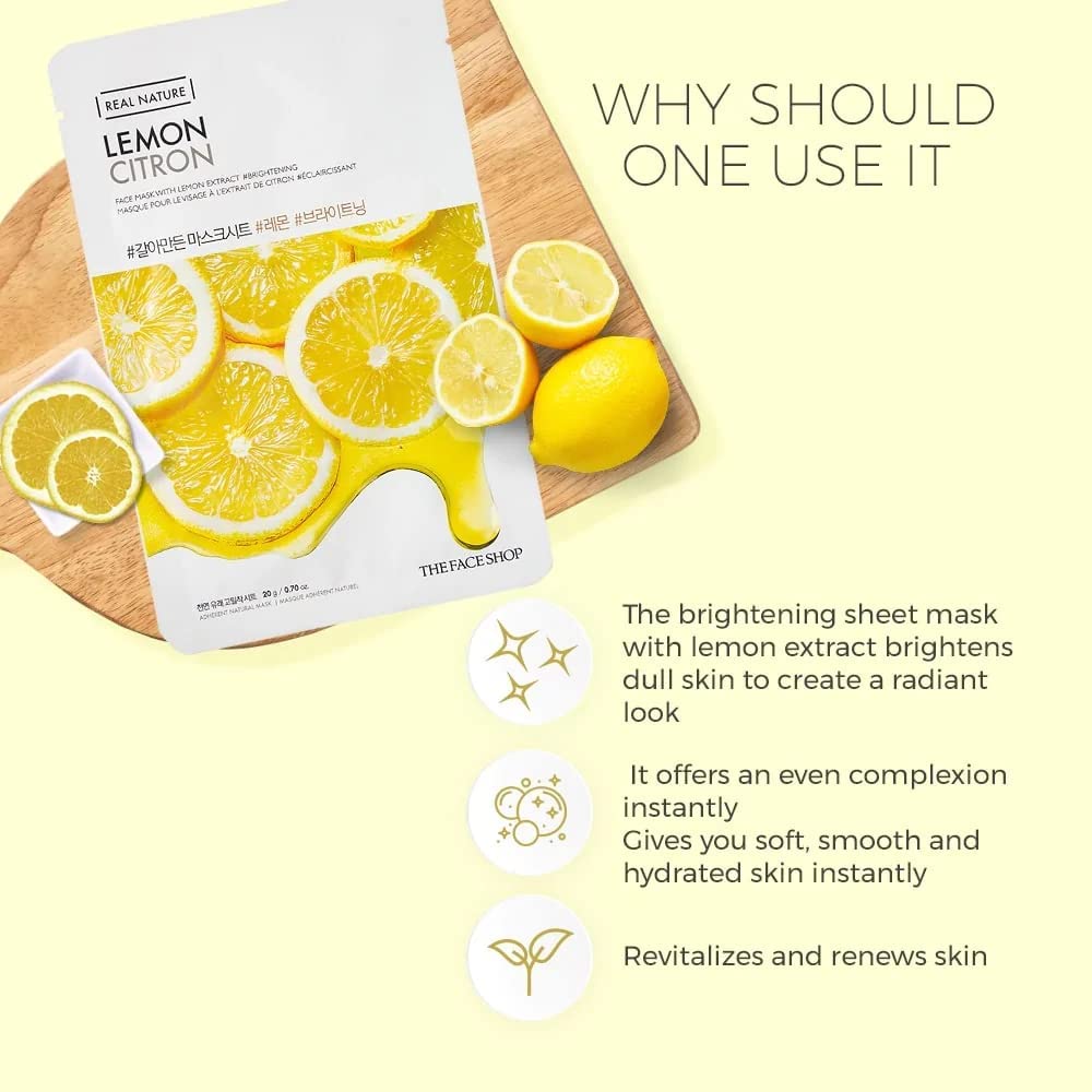 The Face Shop Real Nature Glowing Bride Masksheet Combo (Pack of 5) | Face Mask For Instant Glowing Skin | Korean Face Mask