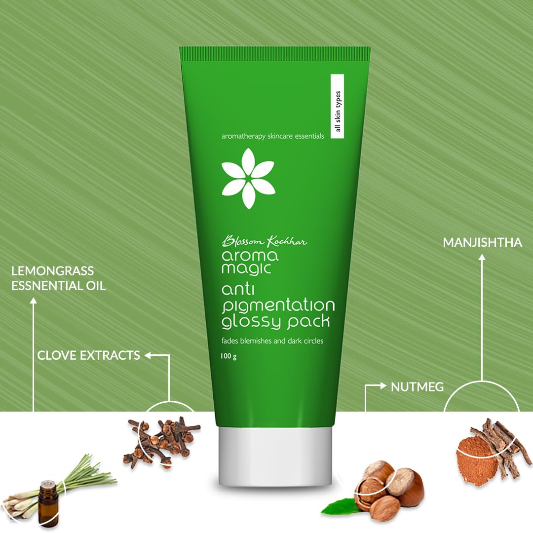 Aroma Magic Anti Pigmentation Glossy Face Pack| 5 powerful natural extracts |Fade Pigmentation,Blemishes & Dark circles |Radiant & Natural Glow |for Men & Women |All Skin Types|100gm Pack of 1