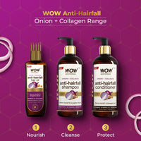 WOW Skin Science Onion & Collagen Anti-Hairfall Shampoo|Reduces Hairfall|Strengthens Roots|Nourishes Scalp|Prevents Breakage|Enhances Hair Thickness and Shine|New & Improved Formulation|500ml