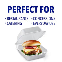 Hefty Supreme Large Sandwich Foam Hinged Lid Containers, 6
