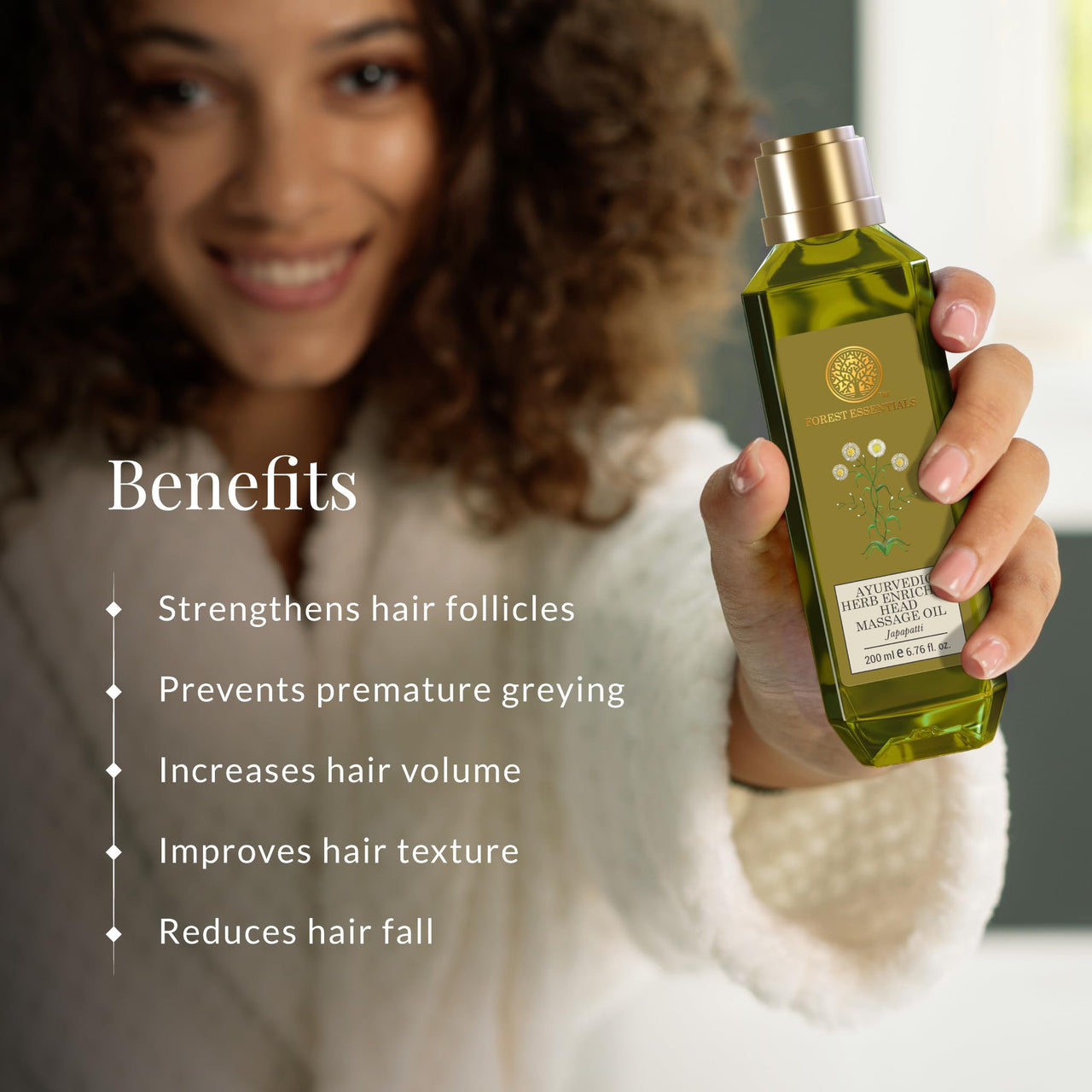 Forest Essentials Ayurvedic Japapatti Head Massage Oil For Stronger, Thicker Hair | Best for Dry & Chemically Treated Hair | Reduces Hairfall & Controls Frizz | Cold Pressed & Natural