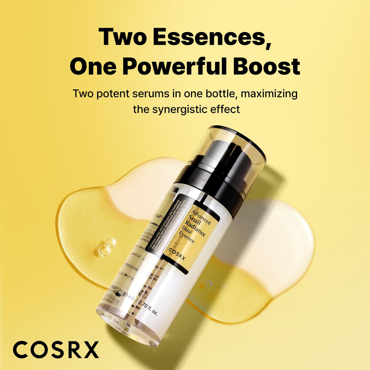 COSRX 74% Snail Mucin Dual Essence with Niacinamide 5% + | Anti Aging Face Serum for Dull Skin | Hydrates, Brightens and Repairs | Korean Skincare for Women & Men | 80 ml