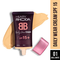 Hilary Rhoda BB Cream with SPF 15 | Infused with Wheat Germ Oil & Jojoba Seed Oil | Weightless Formula | Hides Blemishes, Dark Spots & Pigmentation - 40ml (Shell White - Shade 1)