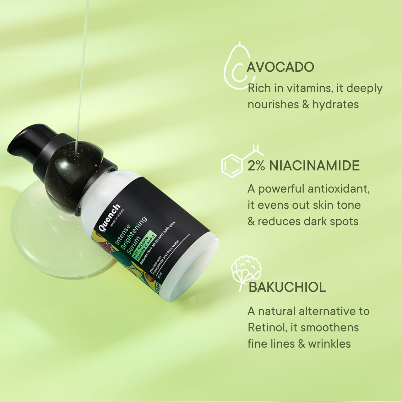 Quench 2% Niacinamide Intense Brightening Korean Serum for Pigmentation and Dark Spots | Serum for Face | Enhances Skin Texture | Reduces Fine Lines | Made in Korea (30ml)