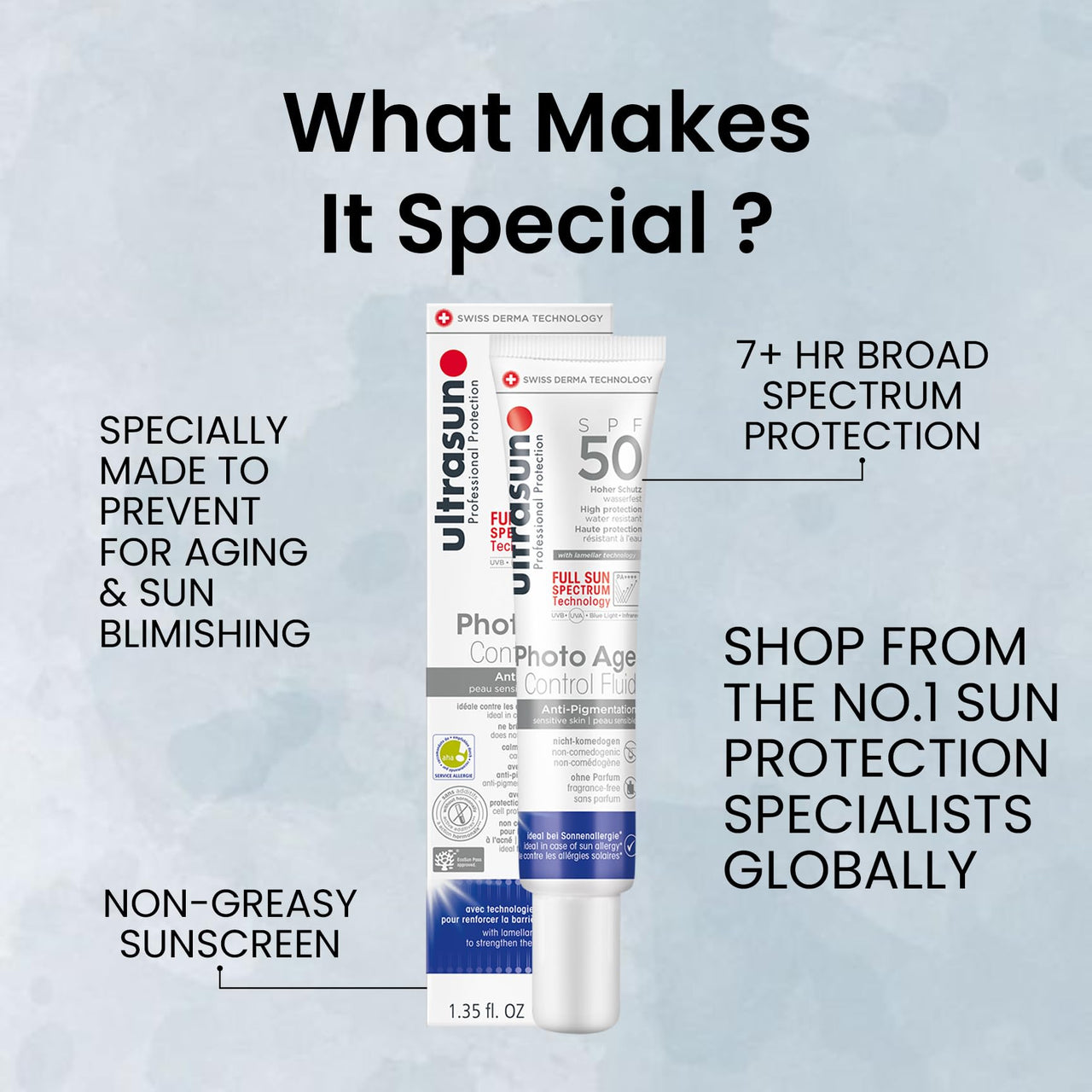 Ultrasun SPF 50 PA++++ Anti-Pigmentation Sunscreen, Swiss-Made 3 in 1 Lotion for Complete Sun Protection, Dark Spots Reduction & Helps in Anti-Aging | 7+ hrs. Water Resistant for All Skin Types - 40ml