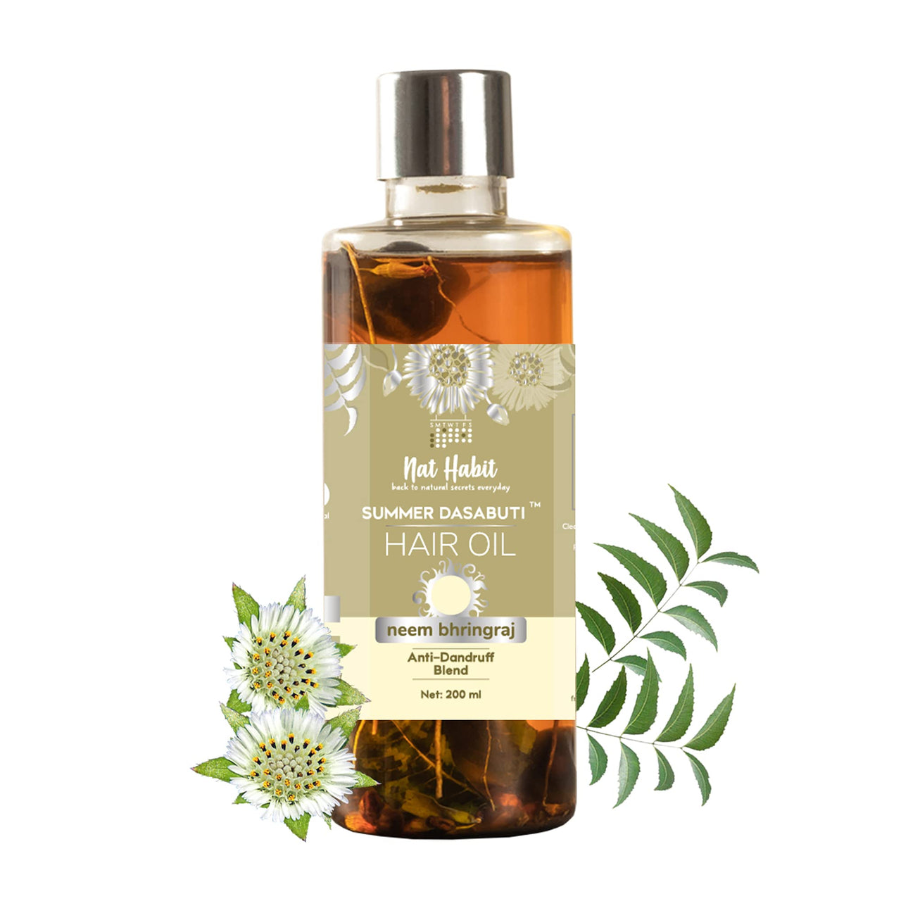Nat Habit Anti Dandruff Hair Oil, Neem Bhringraj Summer Hair Oil For Women &Men, Suitable For All Hair Types, With Amla, brahmi, Shikakai, Castor & Methi,200ml