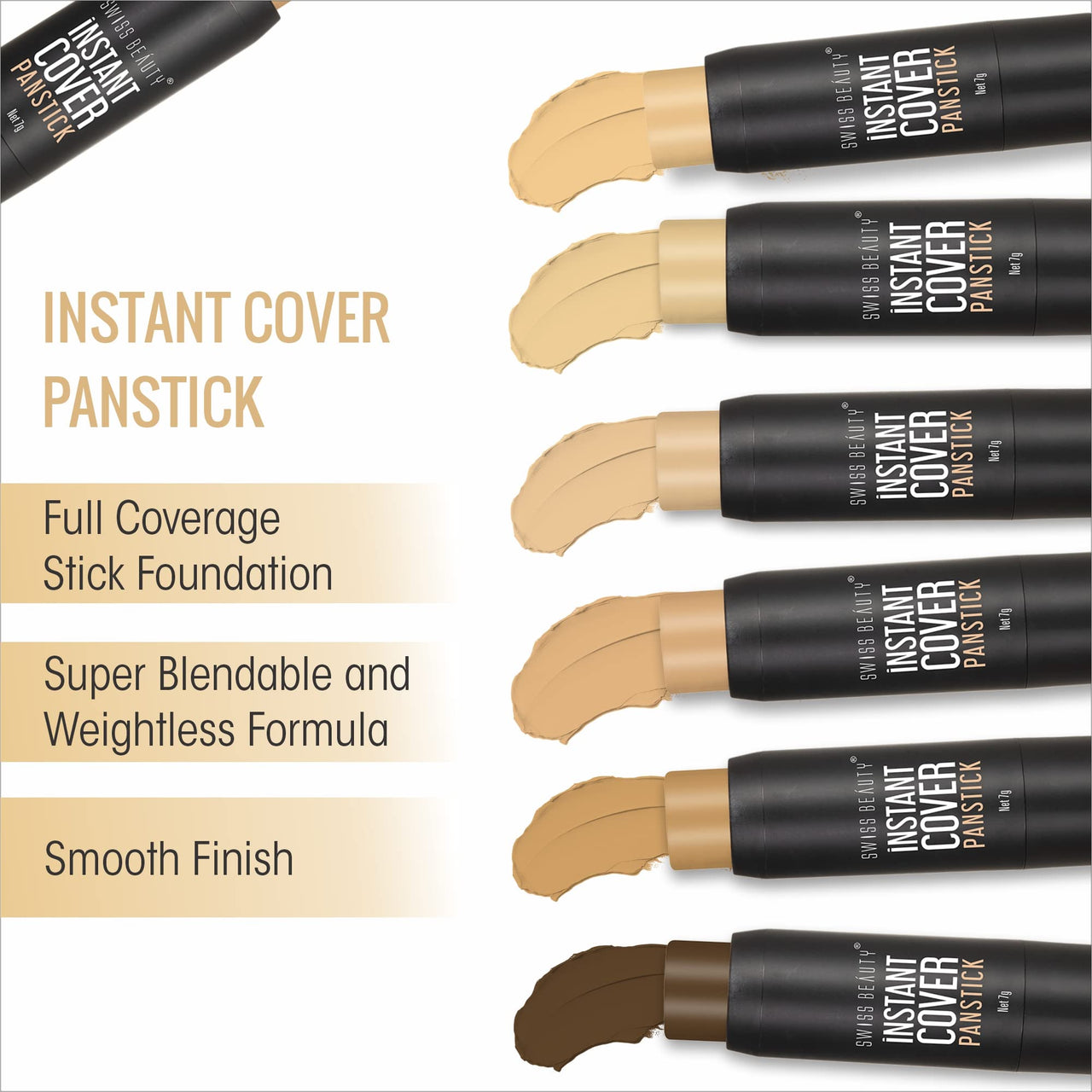 Swiss Beauty Instant Cover Panstick, Shade - Shell Beige, Face Makeup, 7gm