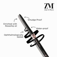 ZM Blink It Black Kajal and Eyeliner long lasting, Smudge proof, Waterproof - Combo (Black, 3.5