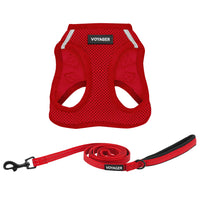 Voyager Step-in Air All Weather Mesh Harness and Reflective Dog 5 ft Leash Combo with Neoprene Handle, for Small, Medium and Large Breed Puppies by Best Pet Supplies - Set (Red), M (Chest: 16-18