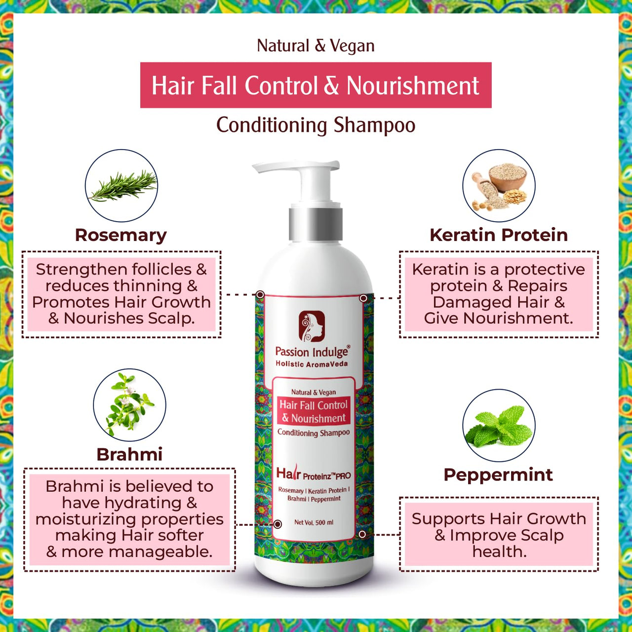 Passion Indulge Professional Anti-Hair Fall Conditioning Shampoo- HAIR PROTEINZ PRO-500 ml | Rosemary Shampoo