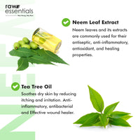Raw Essentials Neem & Tea Tree Face Wash 150ml for Oily Skin & Acne, Fades Dark Spots, All Skin Types, Face Wash for Men & Women, 100% Natural Actives, Sulphate & Paraben Free
