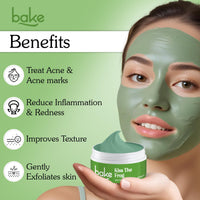 BAKE 2% Salicylic Acid Clay Mask Niacinamide for Acne Prone, Oily Skin, Open Pores & Blackheads | Anti Acne Clay Mask with Kaolin Clay | For Dark Spots, Oily Skin & Blemishes - 100g