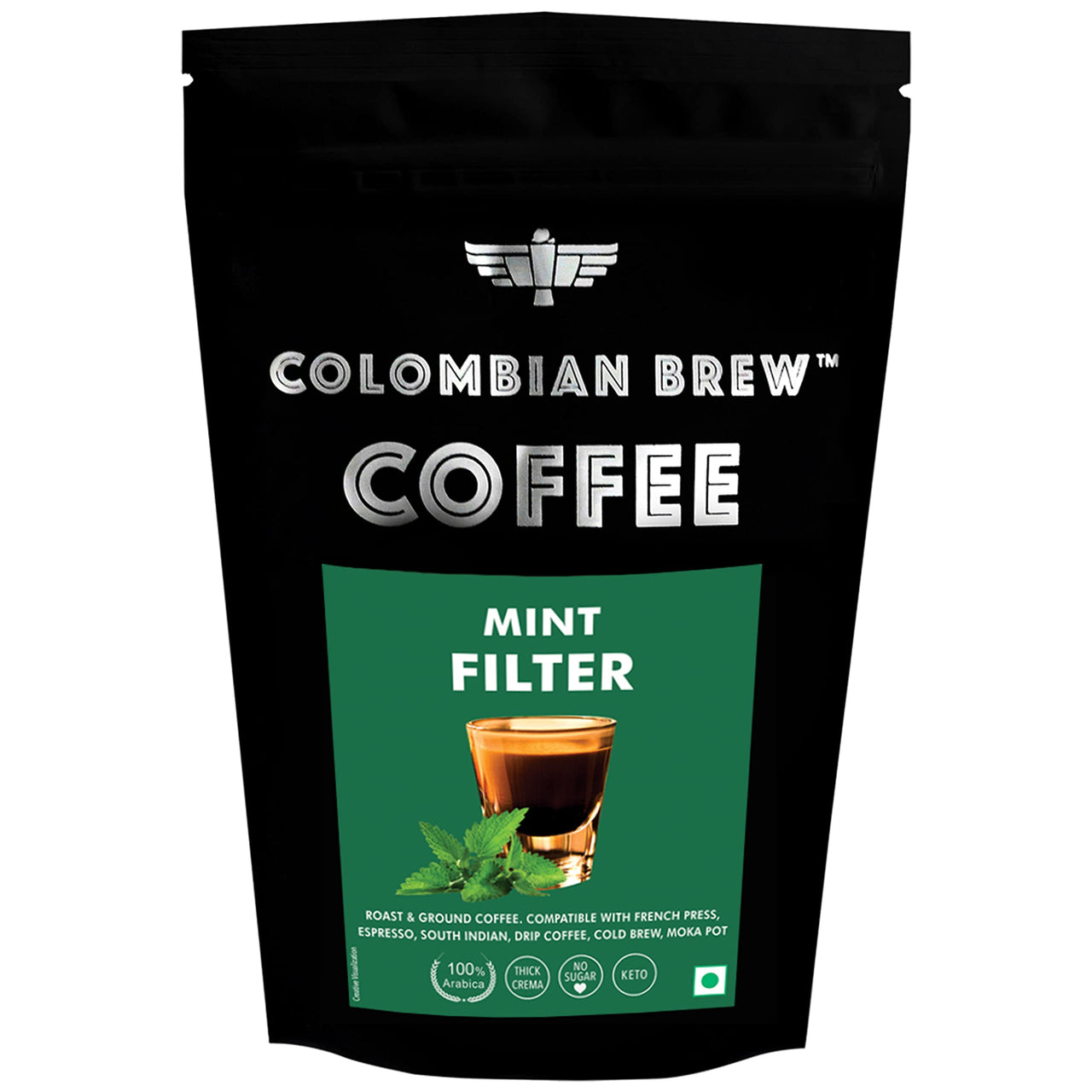 Colombian Brew Cinnamon Filter Coffee Powder, Arabica Roast & Ground, 250g & Colombian Brew Mint Filter Coffee Powder, Arabica Roast & Ground, 250g