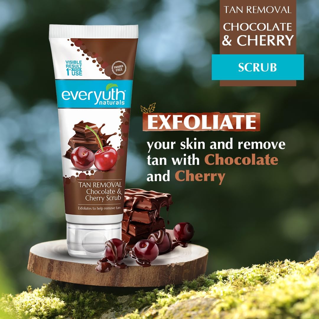 Everyuth Naturals Chocolate and Cherry Tan Removal Scrub and Face Pack (50gram each)