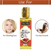 INDUS VALLEY 100% Pure Carrier Oil- Natural, Virgin, unrefined & Cold Pressed Grape Seed Oil - Vitis Vinifera (100ml)
