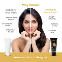 Karrot Natural Skincare Scrub for Face 24K Gold, Cream for Pore Tightening, Boosts Glow and Radiance, Smoothens Texture, Contains Mulberry, Honey, Jojoba Oil, For Men and Women, All Skin Types, 100gms