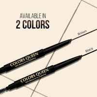 Colors Queen Brow Master Eyebrow Definer Pencil with Spoolie | Natural Looking Brows | Smudge Proof, Waterproof and Long Lasting Eyebrow Pencil (Black, 0.4g)