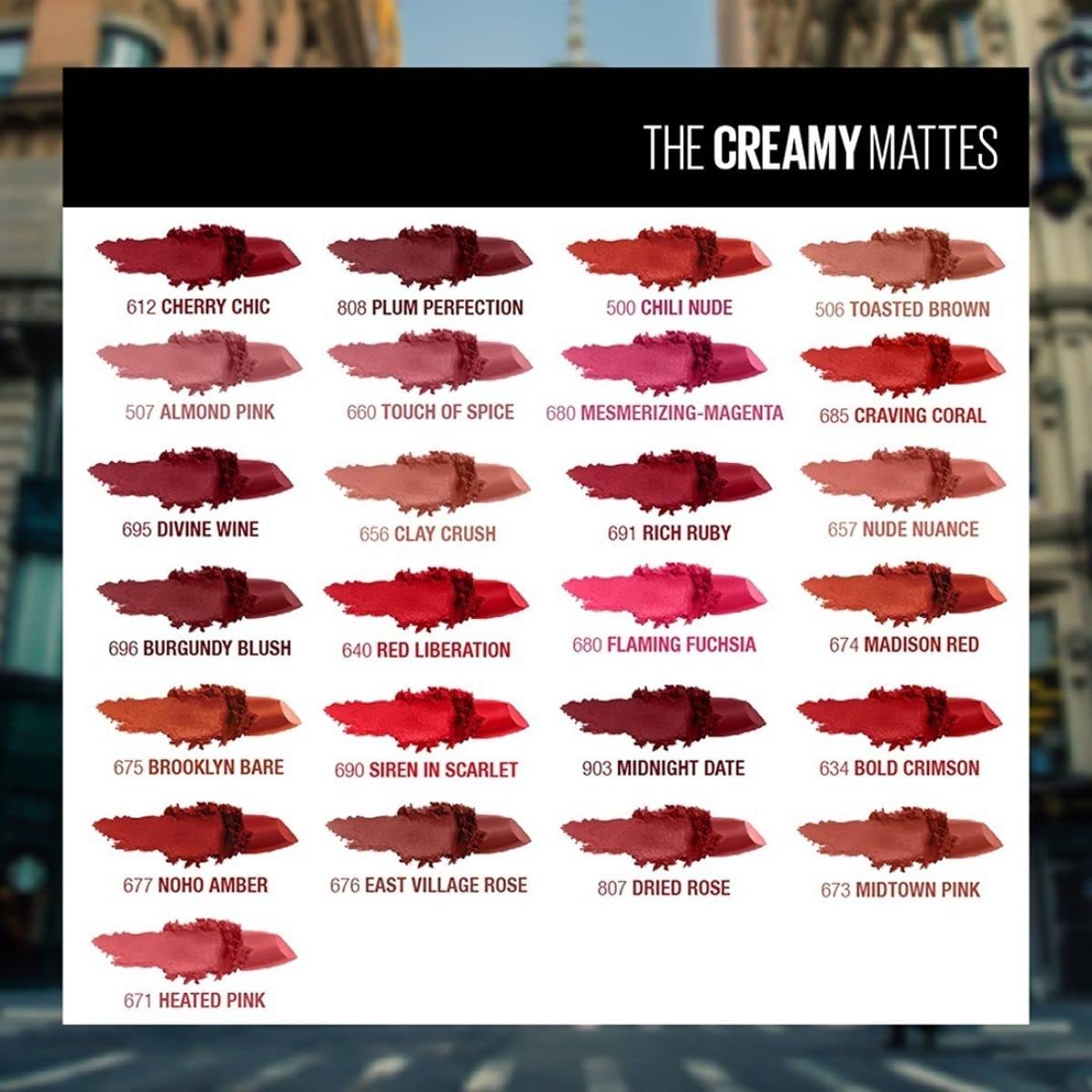 Maybelline New York Matte Lipstick, Intense Colour, Keeps Lips Moisturised, 691 Rich Ruby, Color Sensational Creamy Matte Lipstick, 3.9g