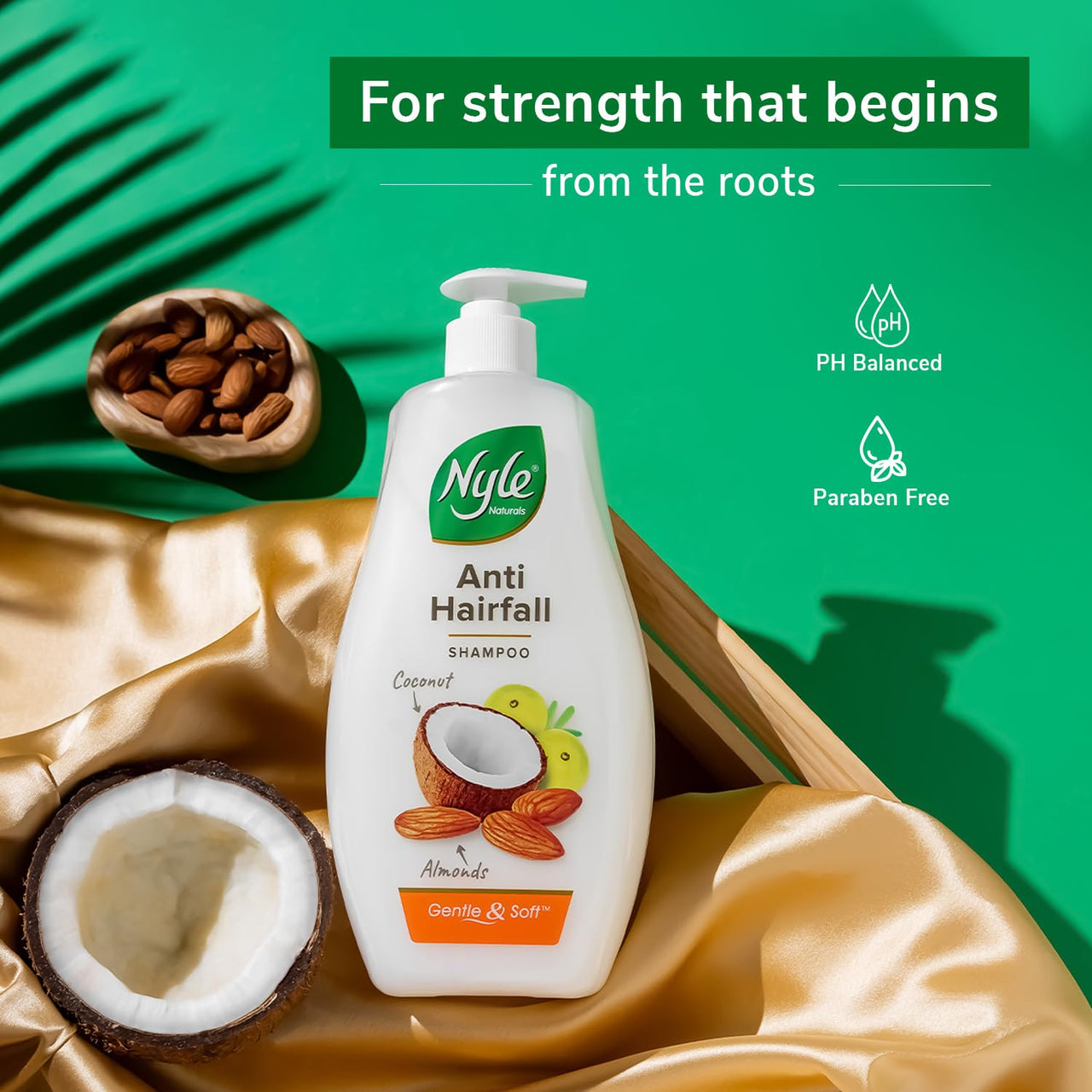 Nyle Naturals Anti-Hairfall Shampoo | For Hairfall Control | With Coconut Milk, Badam and Amla |Gentle & Soft Shampoo For Men & Women |400ml