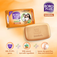BoroPlus Antiseptic And Moisturising Bathing Sandal Soap With Sandal & Neem | 99.9% Germ And Virus Protection | For Smooth, Soft, Moisturised & Nourished Skin, 125G (Pack Of 4)