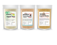 KHADI Omorose Amla Reetha Shikakai Powder For All Type Of Hairs, (100 Grams Each) Combo Of 300 Grams