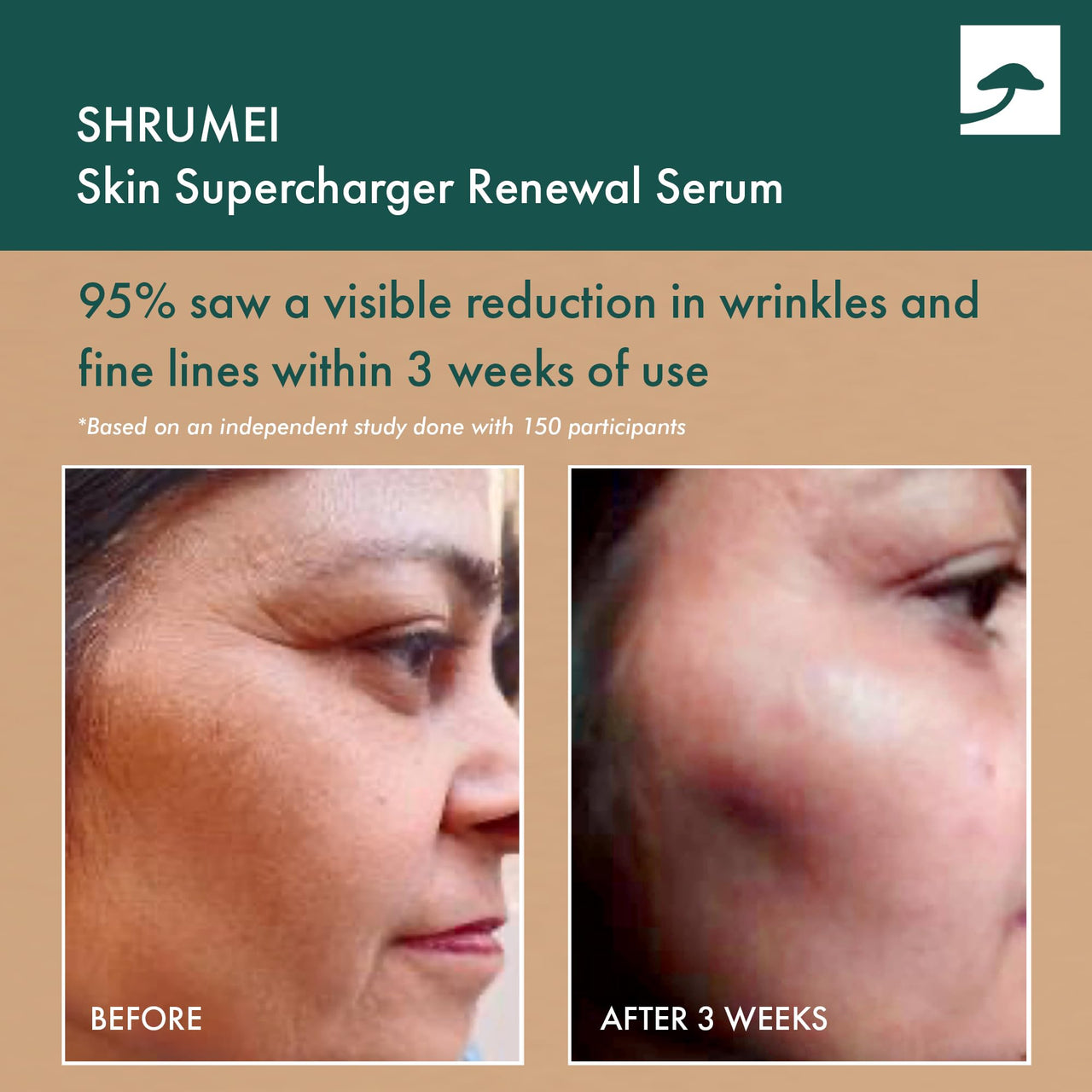 Shrumei All Natural Skin Supercharger Renewal Serum | Anti Aging & Skin Renewal | Mushroom Cordyceps extract | Reduces Fine lines & Wrinkles|Stimulates Collagen |All Skin Types