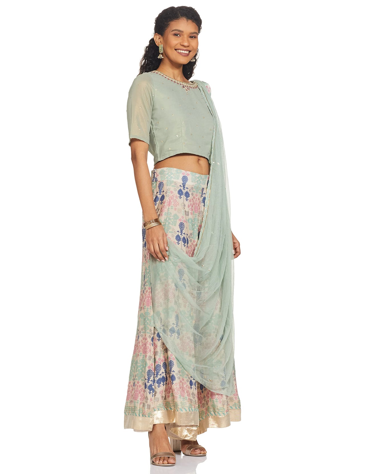 W for Woman Women's  Synthetic Salwar Suit Set