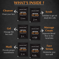 Mancode Detox My Skin Facial Kit For Men | Salon-Like Glowing Skin In 6 Easy Steps | Improves Skin Texture | Instant Glow | Suitable For All Skin Types - 2 x 58 G (Pack of 2)