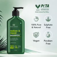 Botanic Hearth Restore & Repair Shampoo with Tea Tree Oil & Salicylic Acid | Clarifying & Anti-Dandruff Shampoo | Deep Cleanses & Soothes Scalp| Sulfate & Paraben Free, 473ml