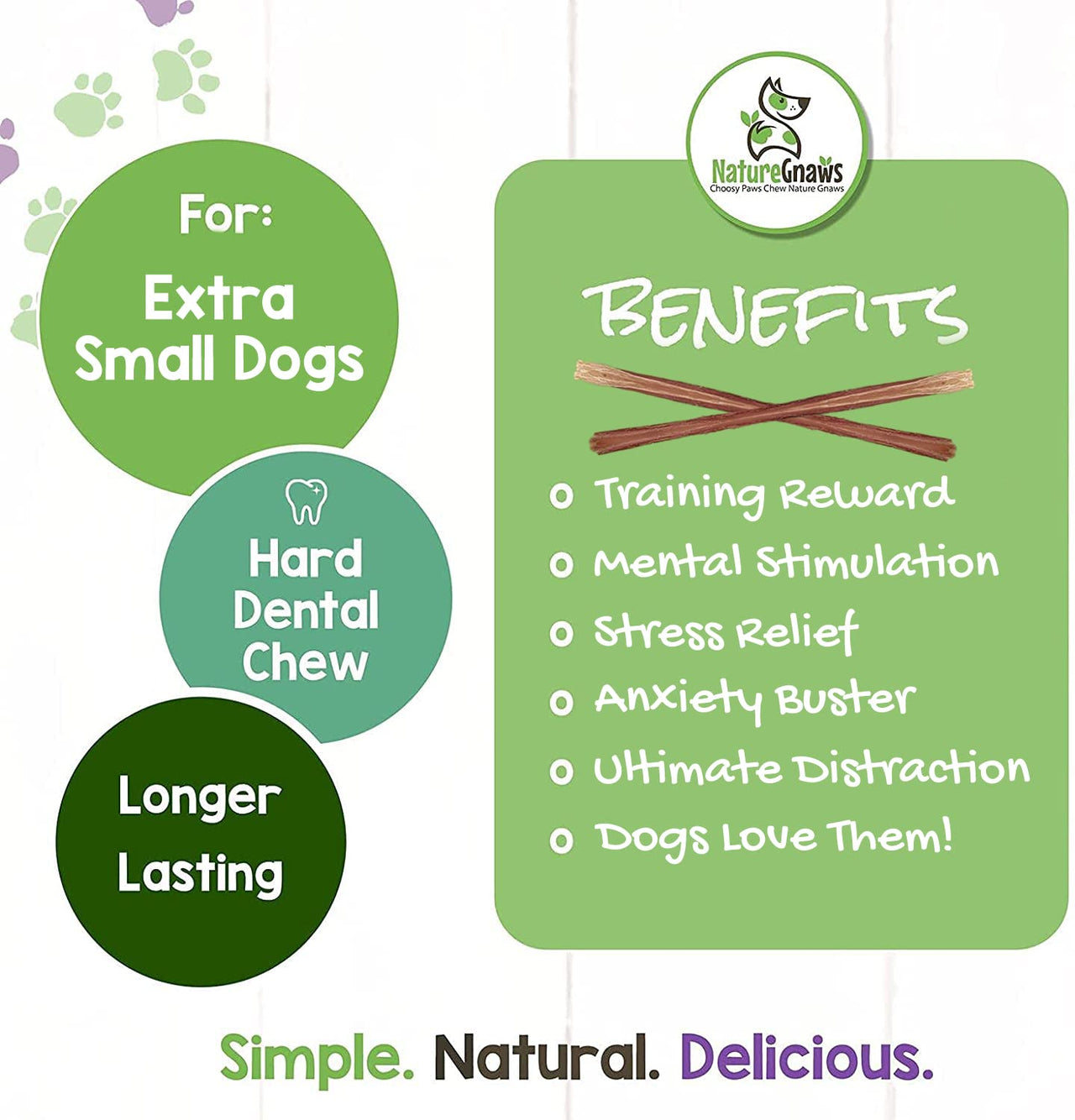 Nature Gnaws - Extra Thin Bully Sticks for Dogs - Premium Natural Beef Bones - Long Lasting Dog Chew Treats for Small Dogs & Puppies - Rawhide Free - 6 Inch 1 Count (Pack of 1)