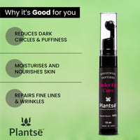 Plantsē under Eye Cream I with Bakuchiol, Peptides, and Niacinamide I Vegan, Natural I Reducing Dark Circle Puffiness & Fine Lines I with Massage Roller I for Men & Women with All Skin Type - 15ml