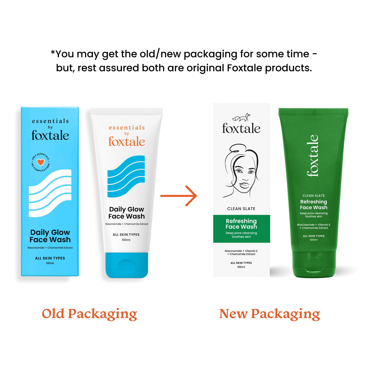 Foxtale Refreshing Face Wash for Deep Cleansing with Niacinamide, Hydrates & Brightens, Non-Drying Cleanser for Glowing Skin, Men & Women, For All Skin Types - 100 ml