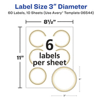 Avery Matte White Labels with Metallic Gold Borders, 3