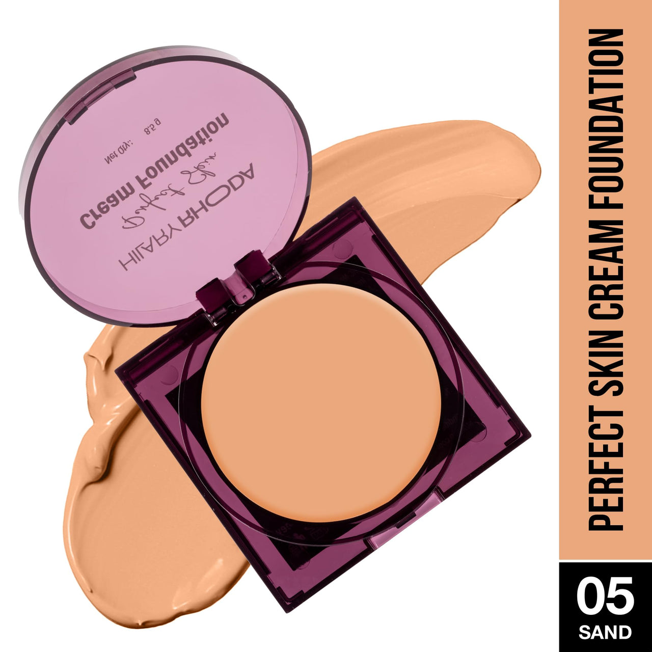 Hilary Rhoda Perfect Skin Cream Foundation | Buildable Coverage & Lightweight | Waterproof & Matte Finish | Blendable Foundation - 8.5g (Sand - Shade 05)