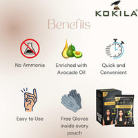 Kokila Unisex Hair Color Shampoo Enriched With Almond Oil in Just 5 Minute, Long-Lasting Instant Hair Color Black Pack of 15 (15ML Each)