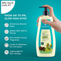 Pilgrim Spanish Squalane & Niacinamide 400 ML Glow Body Lotion | 48 H Moisturization | Body lotion for dry skin | Infused With Cocoa Butter | Non-greasy Formula | For All Skin Types