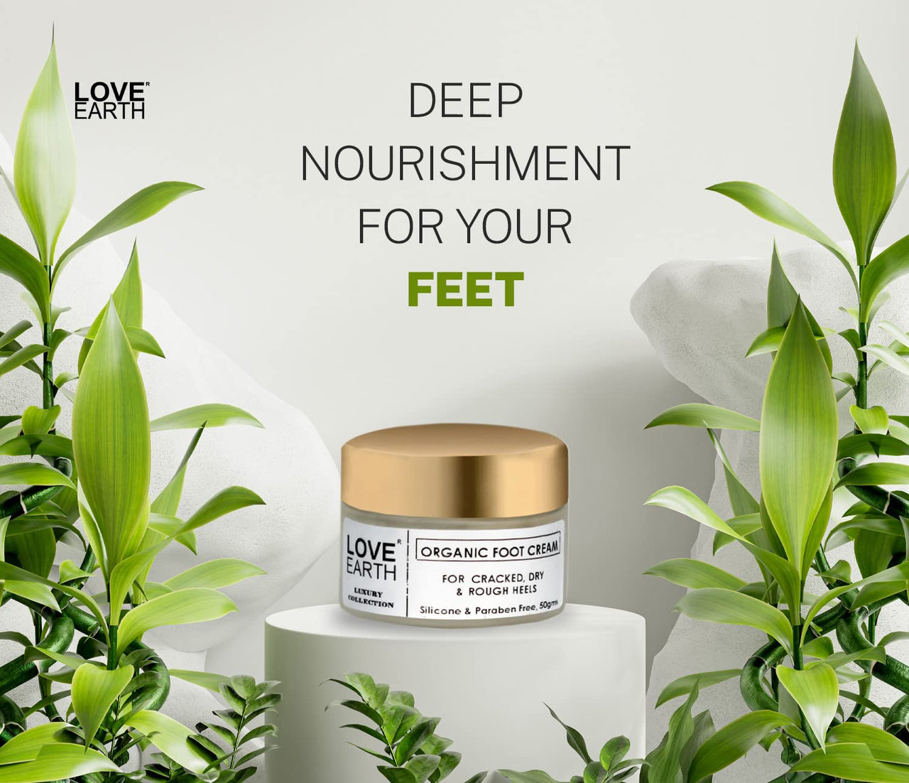 Love Earth Organic Foot Cream With Green Tea & Jojoba Oil For Cracked Dry and Rough Heels 50gm