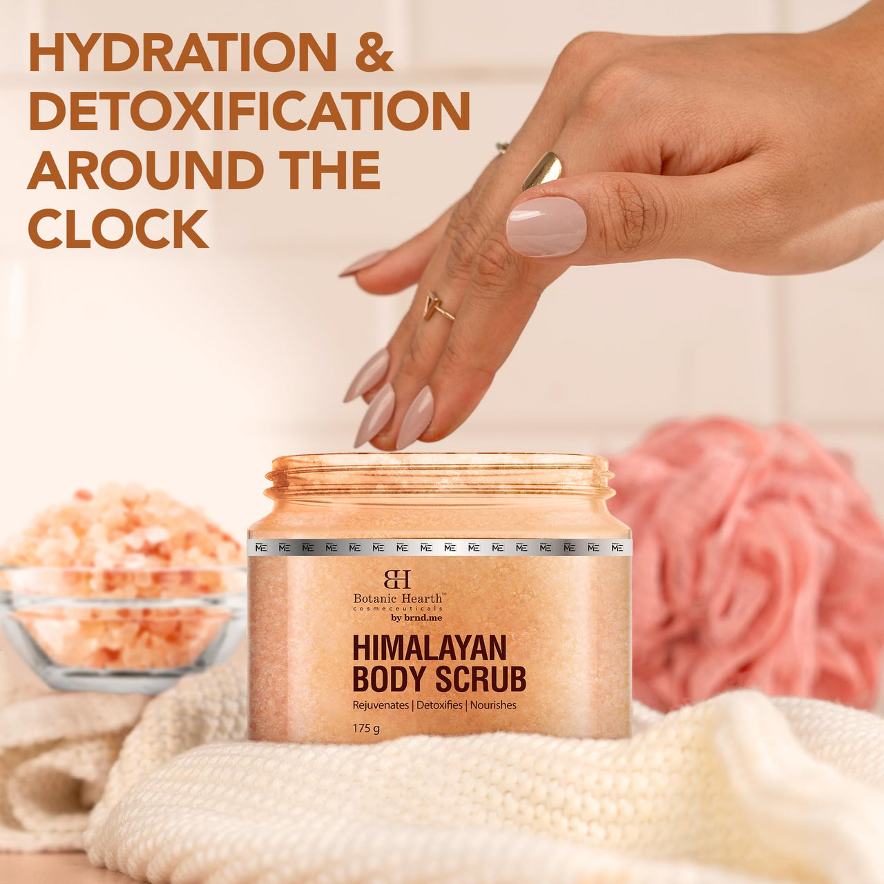 Botanic Hearth Himalayan Salt Body Scrub – Advanced Exfoliating & Hydrating Scrub for Radiant Skin | Deep Cleansing, Moisturizing – 175g