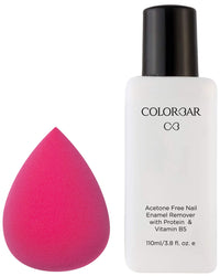 Colorbar Blend-Itude Makeup Sponge, Pink & Colorbar Nail Polish Remover, 110ml
