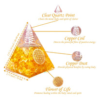 Orgone Pyramid | Citrine Orgonite Pyramid for Wisdom, Wealth & Success | Healing Crystal Gemstone Pyramid | Orgone Pyramid Crystal - Handmade In India