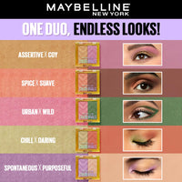 Maybelline New York Color Rivals Pigmented Eyeshadow Palette, Long lasting, Sweatproof, Waterproof, Matte, Shimmer : Chill x Daring, 3g