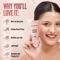 Hilary Rhoda Power of Blur Primer | Lightweight & Silicone-Based | Matte Finish & Oil-Control | Infused with Vitamin A & E | Water-Proof & Smoothening Primer - 30ml