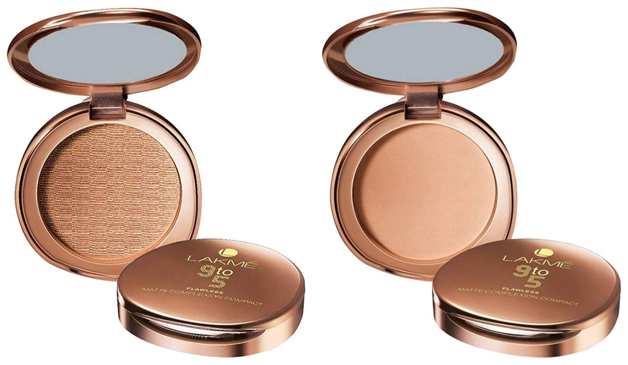 Lakmé 9 To 5 Flawless Matte Complexion Compact, Almond, 8G And 9 To 5 Flawless Matte Complexion Compact for All Skin Type, Apricot, 8G, Brown