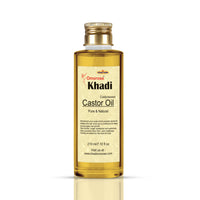 Khadi Omorose Castor Oil | Coldpressed & Hexane Free| Supports Stronger Hair| Hydrates Skin | Healthy Eyelashes Eyebrows, Lips & Nails -210 Ml
