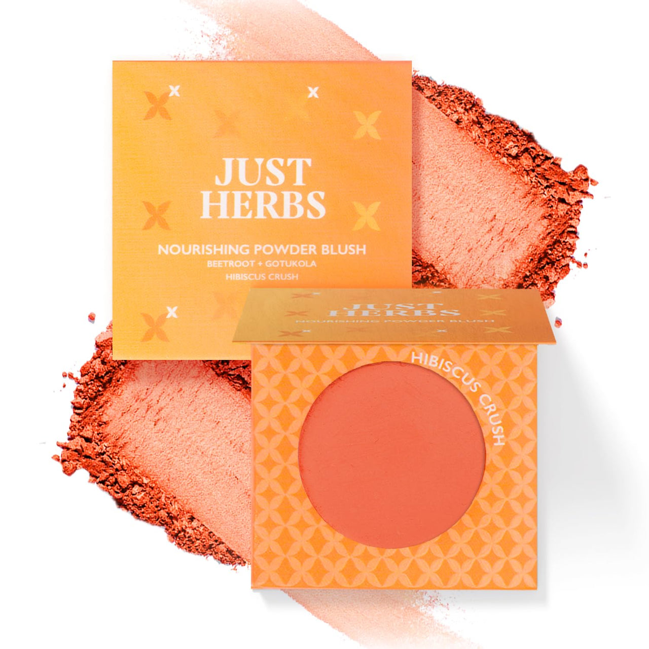 Just Herbs Nourishing Powder Blush Infused with Beetroot & Gotukola Highly Pigmented, Buildable Suitable for All Skin Tones - 3.5 g (Hibiscus Crush)