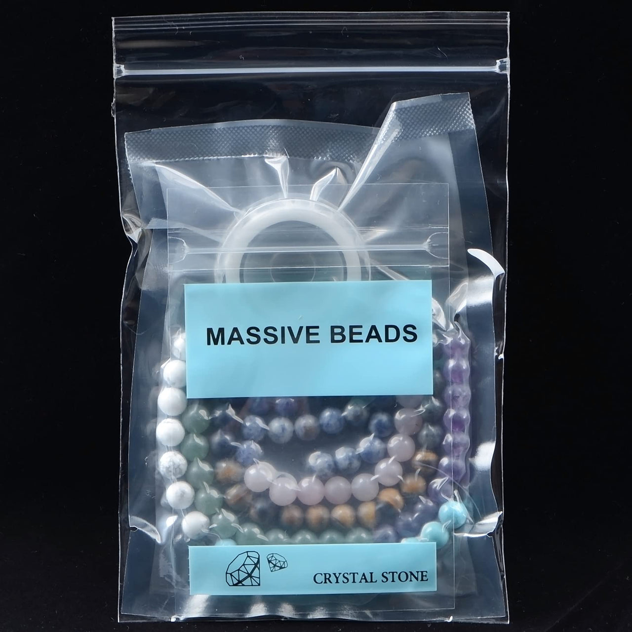 Massive Beads 80PCS 10MM Natural Crystal Beads Matte Mixed Stones Gemstone Round Loose Energy Healing Beads with Free Crystal Stretch Cord for Jewelry Making (Matte Mixed Stones, 10MM)