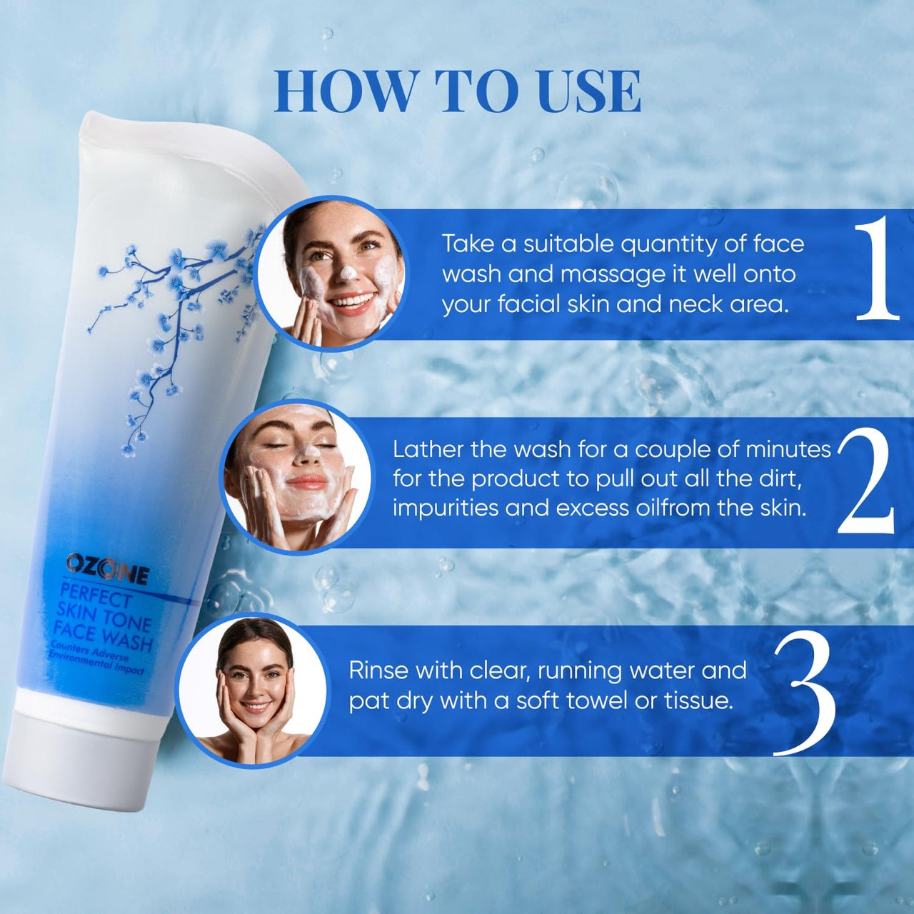 Ozone Perfect Skin Tone Face Wash For Men & Women | Ideal For All Skin Types Helps in Nourishing, Glowing & Moisturising The Skin | Enriched with Aloe Vera, Lemon & Cucumber -100 g (Pack of 1)