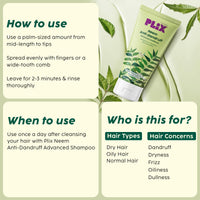 PLIX - THE PLANT FIX | Neem Anti-Dandruff Advanced Conditioner | With Dandelix Pro & Murumuru Butter | Paraben & Sulphate Free | Unisex (175ml)