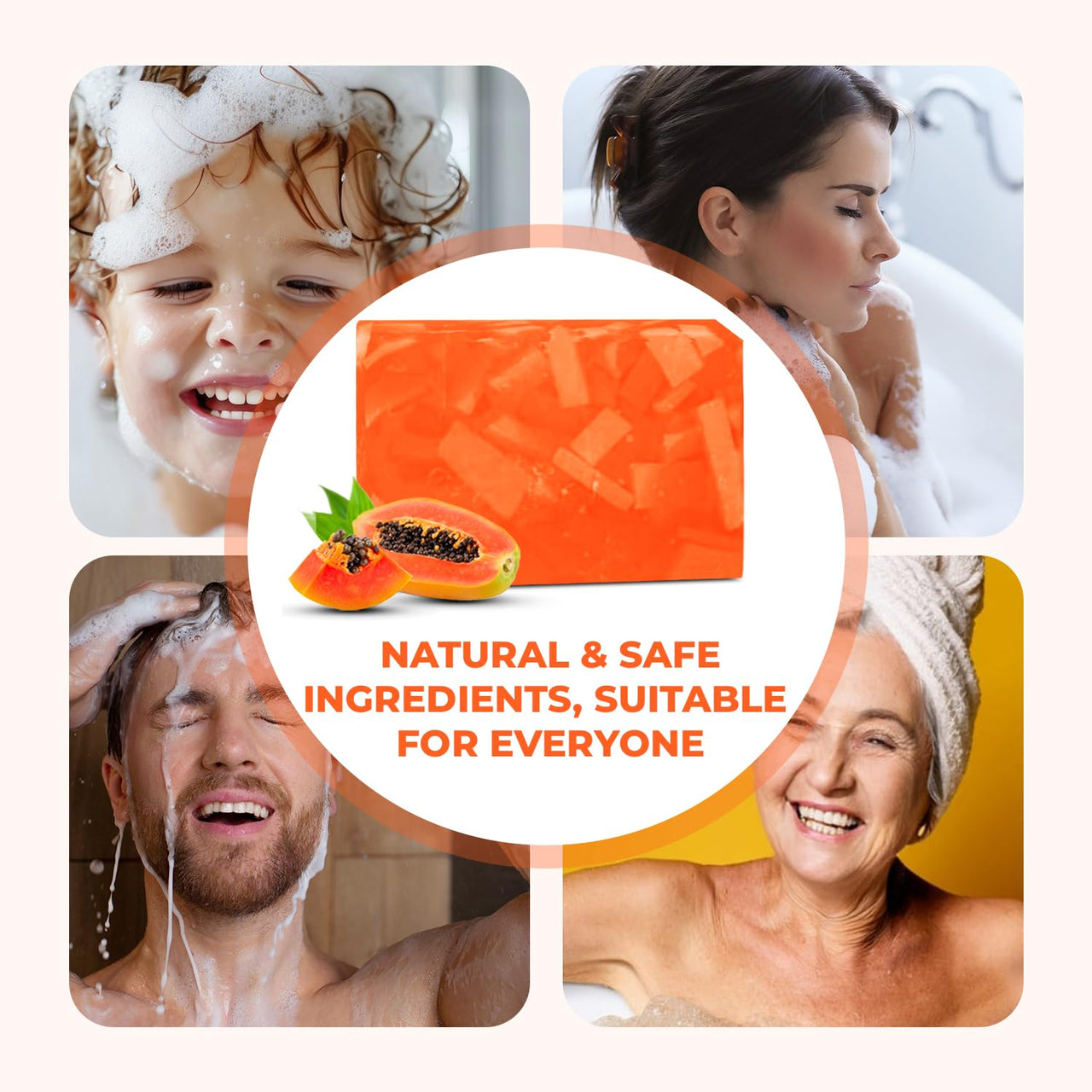 Passion Indulge Papain Papaya Handmade Natural Bath Bar Soap - Pack of 3